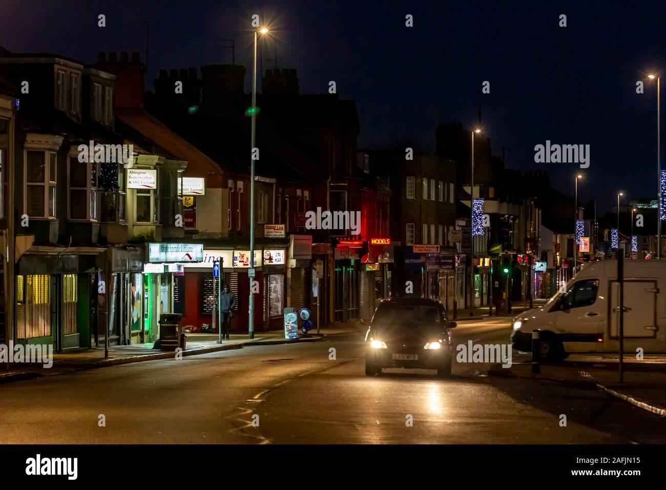 During the hours of darkness on Wellingborough road, Northampton, UK. Stock Photo