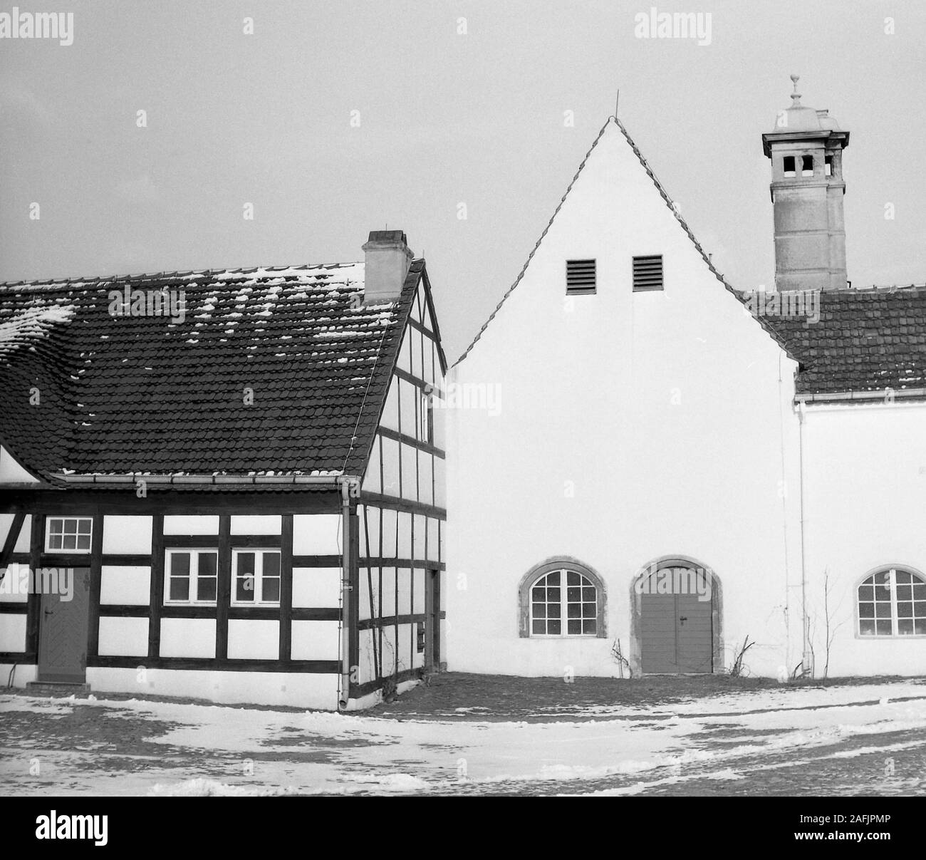 Hunting lodge Grunewald in Berlin during the wintertime with snow. Stock Photo
