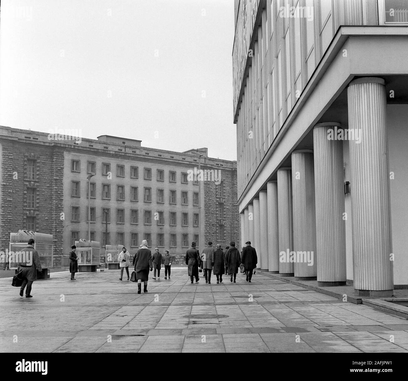 New buildings in East-Berlin and passersby. Stock Photo