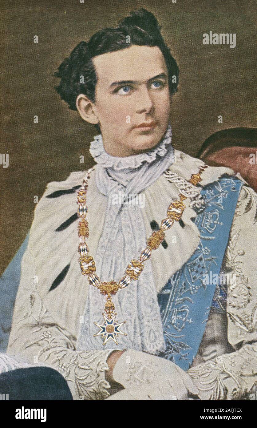 Postcard King Ludwig II of Bavaria Stock Photo Alamy