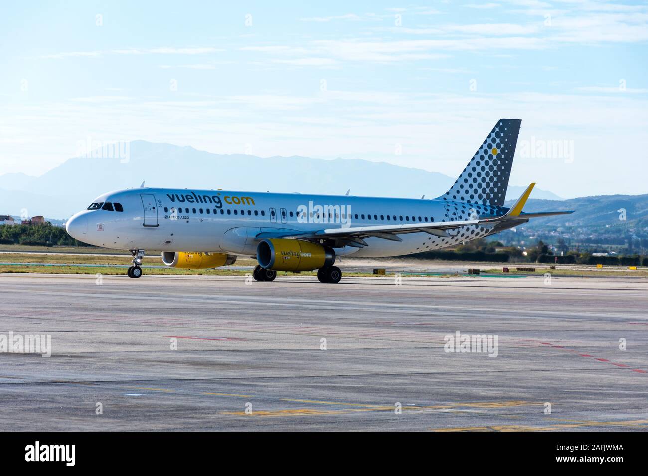 Vueling Airbus A320 aircraft at Malaga Airport, Spain. Stock Photo