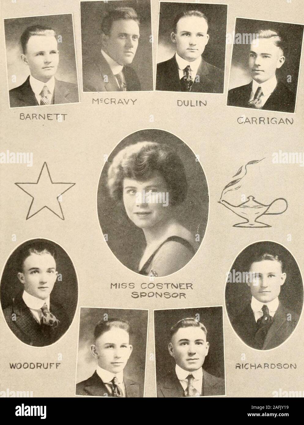 . PaC-SaC 1919. Miss Glenn, Spov-hi; R. E. TownsendF. K. Sims W. W. BrinimM. G. Neely L. B. WoodsonManager. WOODRUFF RICHARDSON FULTON SMOKERS CLUB HAY Stock Photo