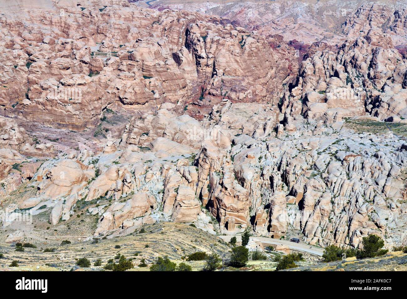 Jordan Countryside Jordan, arid landscape and road to ancient Petra, a UNESCO World ...