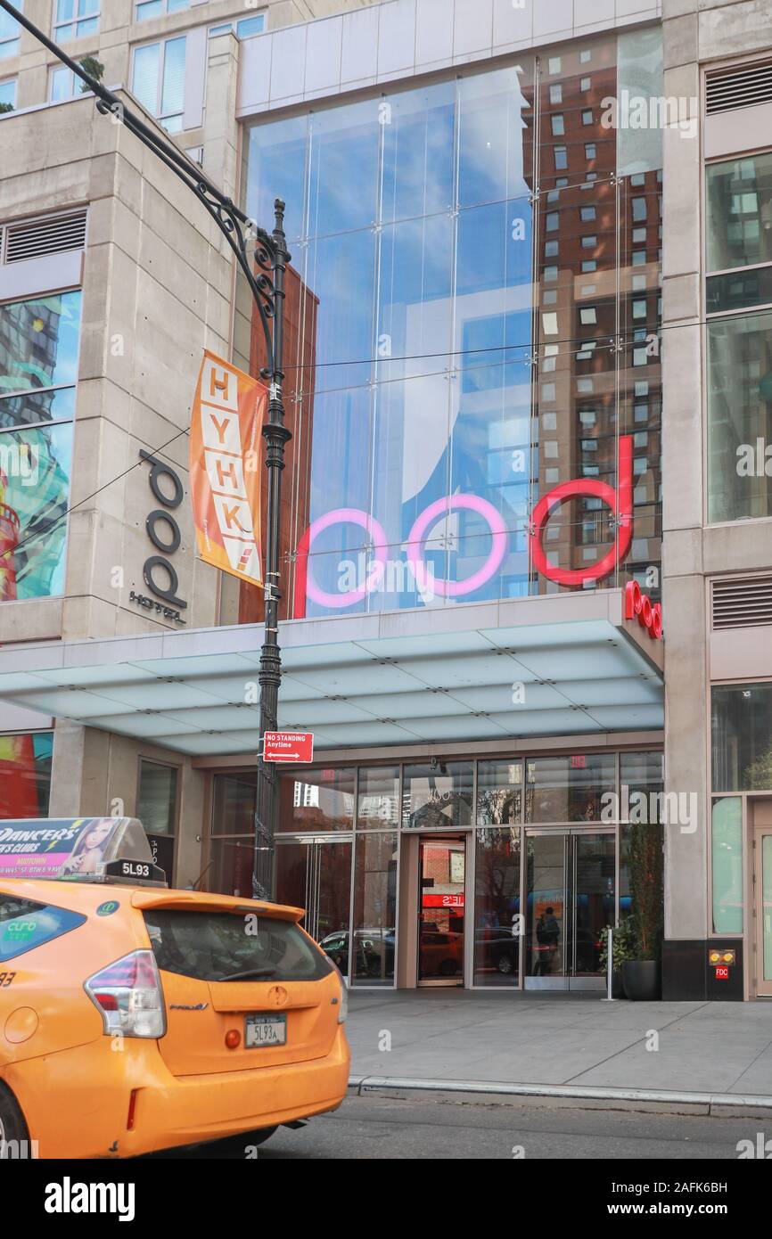 New York city December, 2 2019:Pod 51 is located in the heart of Midtown Manhattan. - Image Stock Photo