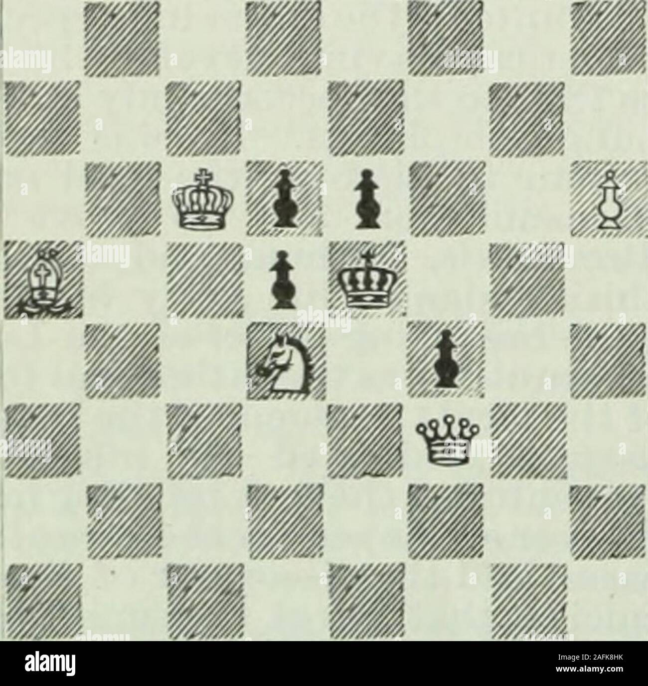 . The literary digest. White—Xine Pieces.White mates in two moves. Problem 259. By Dr. w. r. Dalton. Dedicated to Eugene Delmar. Black—Five Pieces.. White—Five Pieces.White mates in three moves. Solution of Problems. No. 253. Kt-Kt3 K X Kt or —R6 Q- R 2, mate Q-B 6, mate K-Kt4 Kt—B 2, mate Px Kt P-B 6 Q—R 2, mate Correct solution received from M. W. H., Uni-versity of Virginia; Spifflicator, New York City ;the Rev. I. W. I.ieber, Bethlehem, Pa.; F. S. Fer-guson, Birmingham, Ala.; F. H. Johnston, Eliza-beth City, N. C; W. G. Donnan, Independence,Iowa ; C. Q. De France, Lincoln, Neb.; V. Brent,N Stock Photo