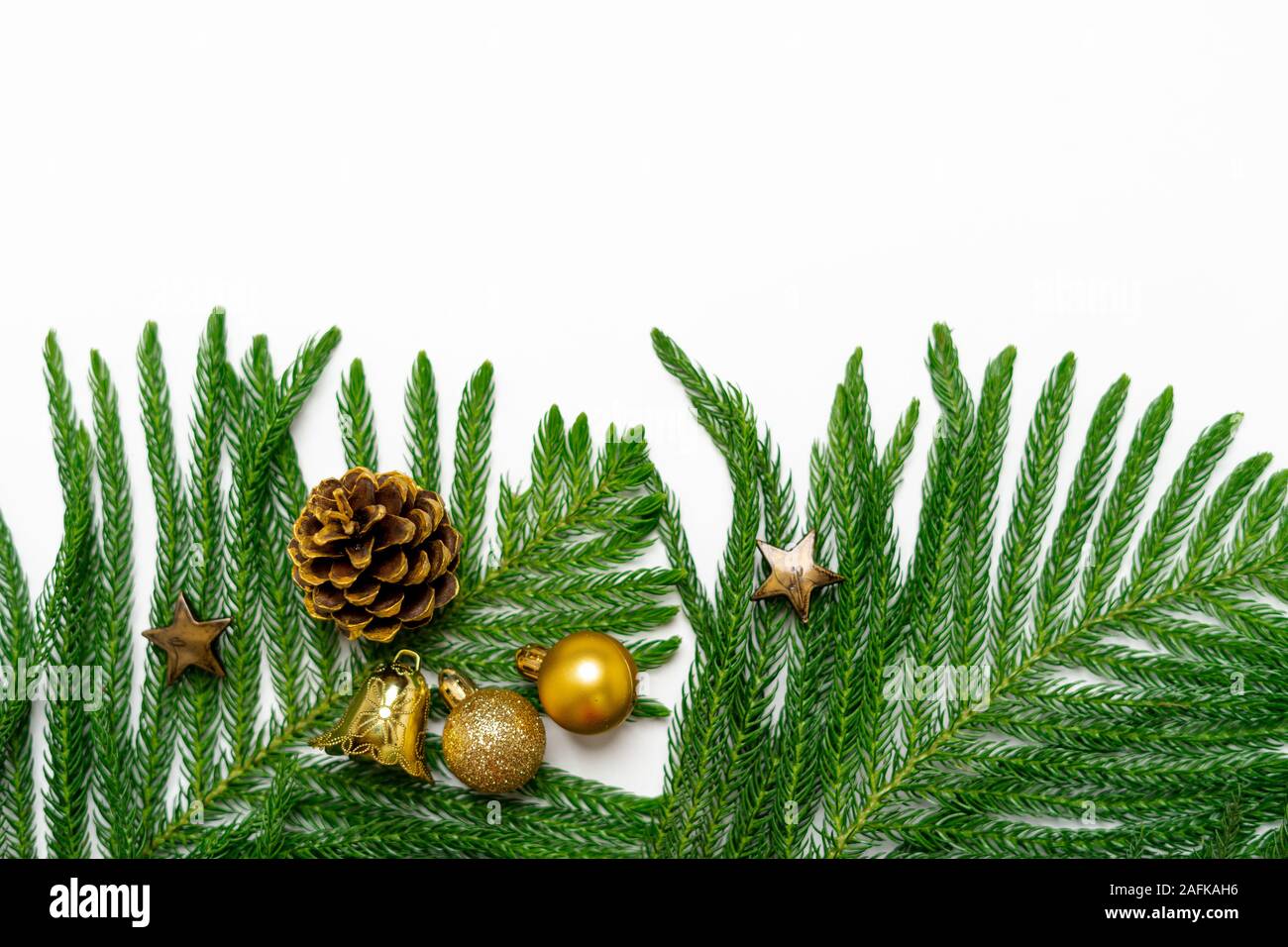 Christmas - Pine cones and branches White background Stock Photo - Alamy
