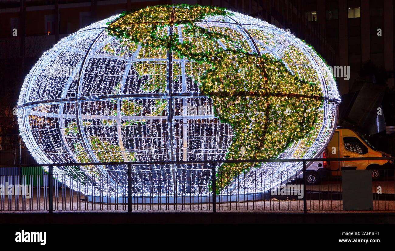 Christmas world map street decoration Stock Photo Alamy