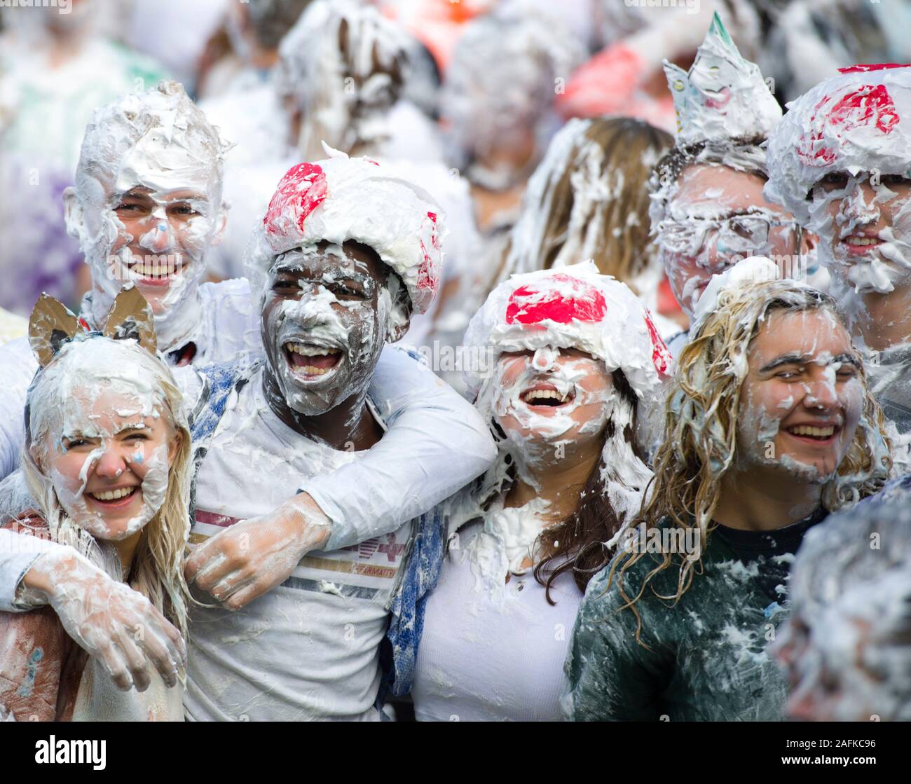 Students at St.Andrew's University celebrate Raisin Monday with a foam ...