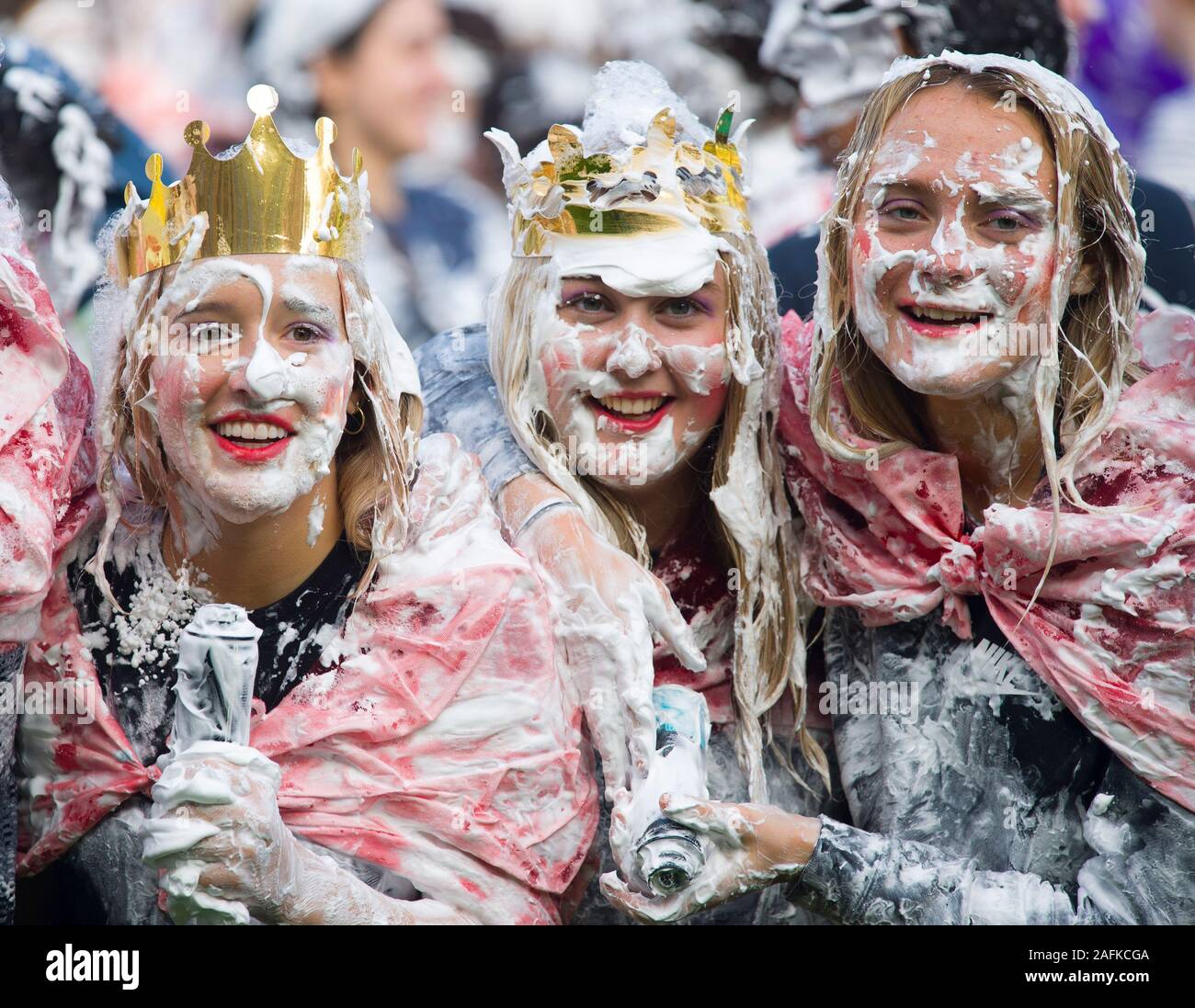 Students at St.Andrew's University celebrate Raisin Monday with a foam ...