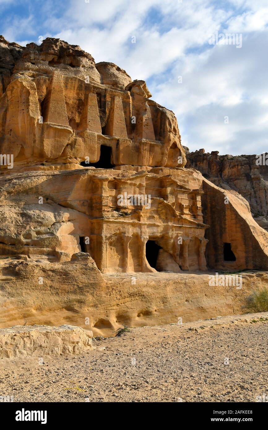 Jordan, obelisk tomb in ancient Petra, a Unesco World Heritage site in Middle East Stock Photo