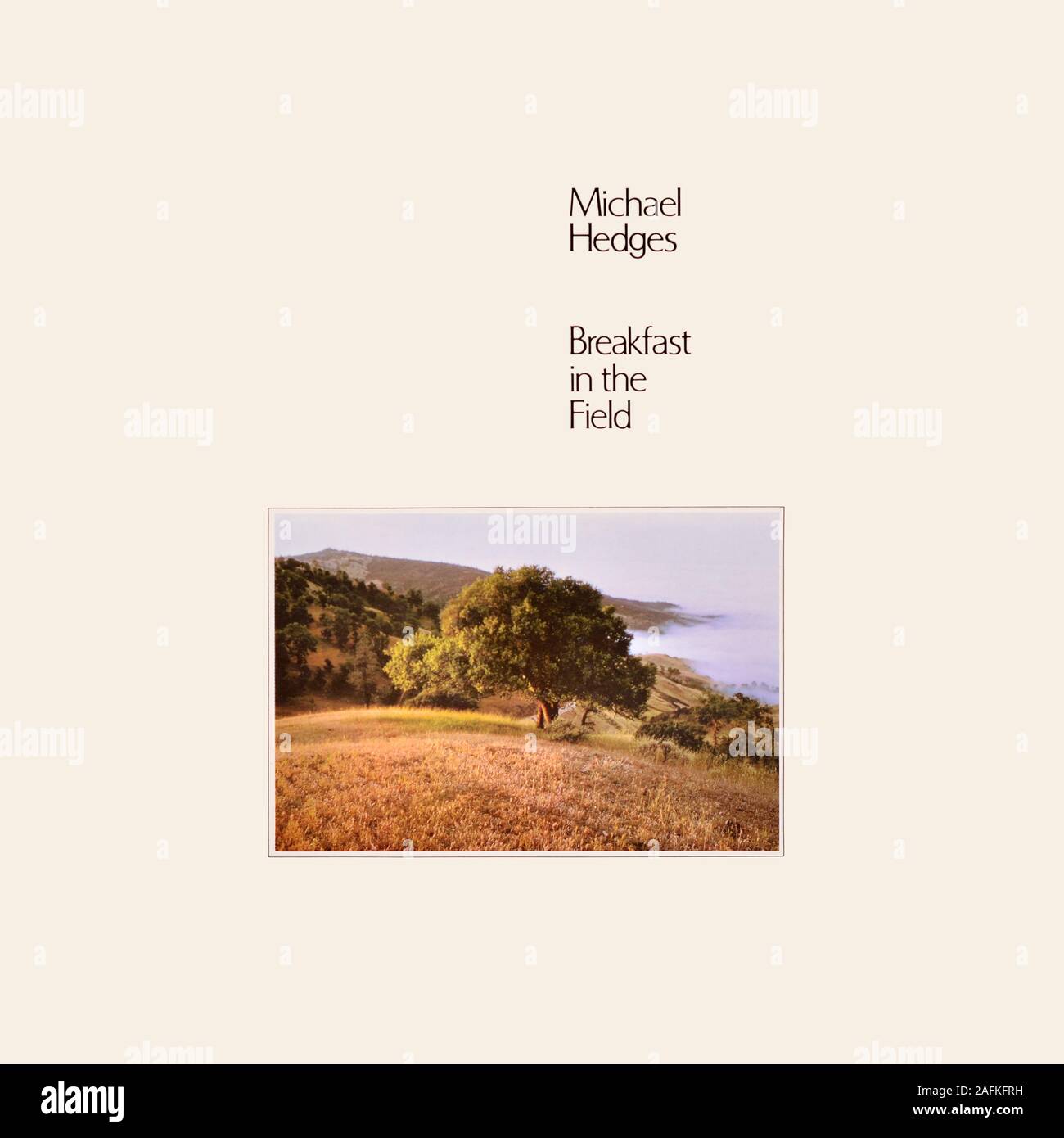 Michael Hedges - original vinyl album cover - Breakfast In The Field - 1981 Stock Photo