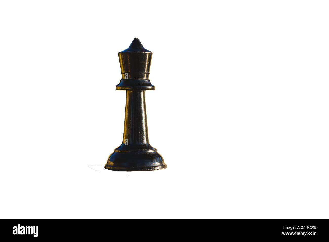 Black queen chess piece isolated on a white background. Stock Photo