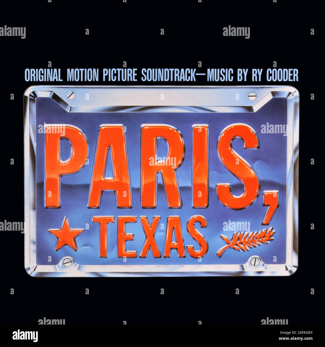 Ry Cooder - original vinyl album cover - Paris, Texas (Original Motion Picture Soundtrack) - 1985 Stock Photo