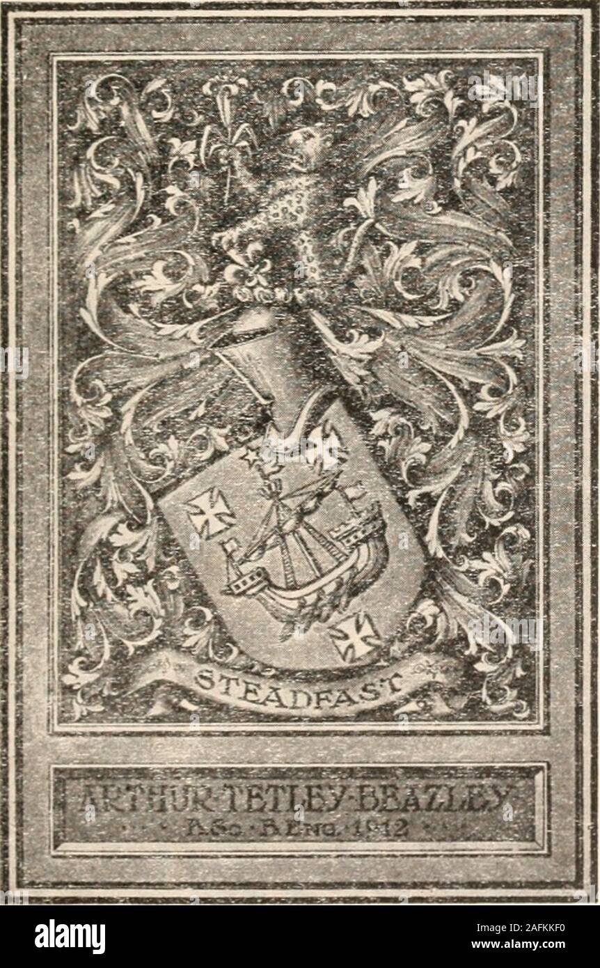 . Armorial families : a directory of gentlemen of coat-armour. pool, by his wife Eliza ICninia Jes.^ie,dau. of Thomas Martin Illden Tilby, F^.X., Kiught of theOrder of the Redeemer. Armorial bearings—Gules, alymphad with sails furled an oars in action, between threecrosses pat« e all or, impaling the arms of Nickels, namely,per saltire sable and argent, two pheons in pale of the lastand as many Cornish choughs in fesse proper. MantlingL;ules and or. Crest—On a wreath of the colours, a demi-leopard proper, holding m dexter paw a lily argent, stalked,leaved, and slipped vert, and resting the sin Stock Photo