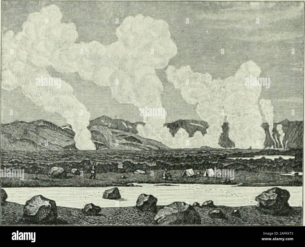 . Island am Beginn des 20 Jahrhunderts;. 10. Hekla. Nach D. Brnnn. 10 Die Natur.. 11. Kratertal des Vulkans Askja. Vulkan ist die Hekla (Haube); sie hat eine Höhe von 1557 Meternund hat in geschichtlicher Zeit 18 Ausbrüche, darunter einige sehrheftige, gehabt. 1693 wurde die Asche vom Winde bis nach Nor-wegen getragen, 1597 stiegen 18 Feuersäulen aus dem Berge auf,1766 hatte die Rauchsäule eine Höhe von 4700 Metern über demGipfel usw. Die Hekla hat oft grosse Verheerungen angerichtet; siewar schon im Mittelalter in ganz Europa bekannt, und viele Sagenund abergläubische Vorstellungen waren mit Stock Photo