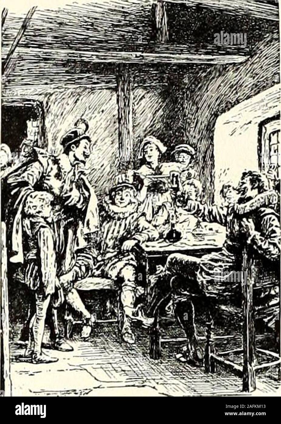 . St. Nicholas [serial]. pany of strolling players comealong who kidnap the boy because of his voice. After a number of adventures along the Englishcountryside, Nick reaches London and becomes a famous choir singer. While there he meets hiskinsman, William Shakespeare, who brings about a reunion of Nick and his Stratford relatives. A love-interest is supplied by the daughter of the master player who had managed thekidnapping of the sweet-voiced boy. Master Skylark introduces as dramatis personae, in addition to Shakespeare, Ben Jonson,Thomas Heywood, Queen Elizabeth and other famous historical Stock Photo