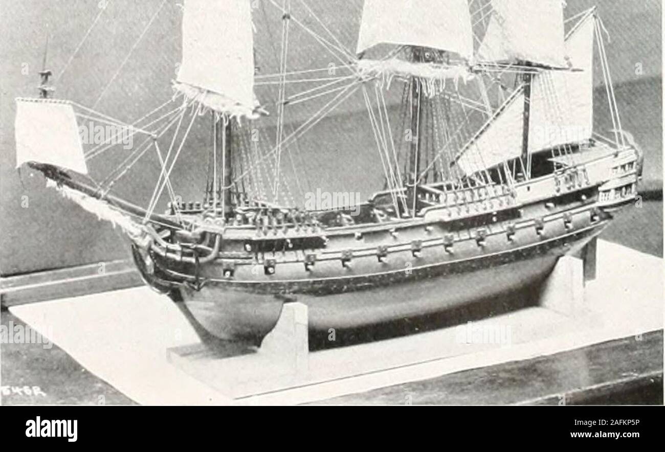 . International studio. annals of model collecting an admiralty model of an English I m ,17-1 in, r^ i FIFTY-GUN SHIP OF I745 when Mr. Wiles and Mr. Drake   „ . ,,. , „ ,,,., . {Collection oj Mr. Irving n. Wiles) were practically the sole ama-teurs of models in America, one of these tiny craft tion of it at acould be bought for almost any sum, twenty-five seldom realized,d o 11 a r s being t h ema x i m u m figure.But when more col-lectors came into thefield prices began ris-ing, until within thelast lew vears asmuch as eight thou-sand dollars has beenpaid for a vers linespecimen. There isone Stock Photo