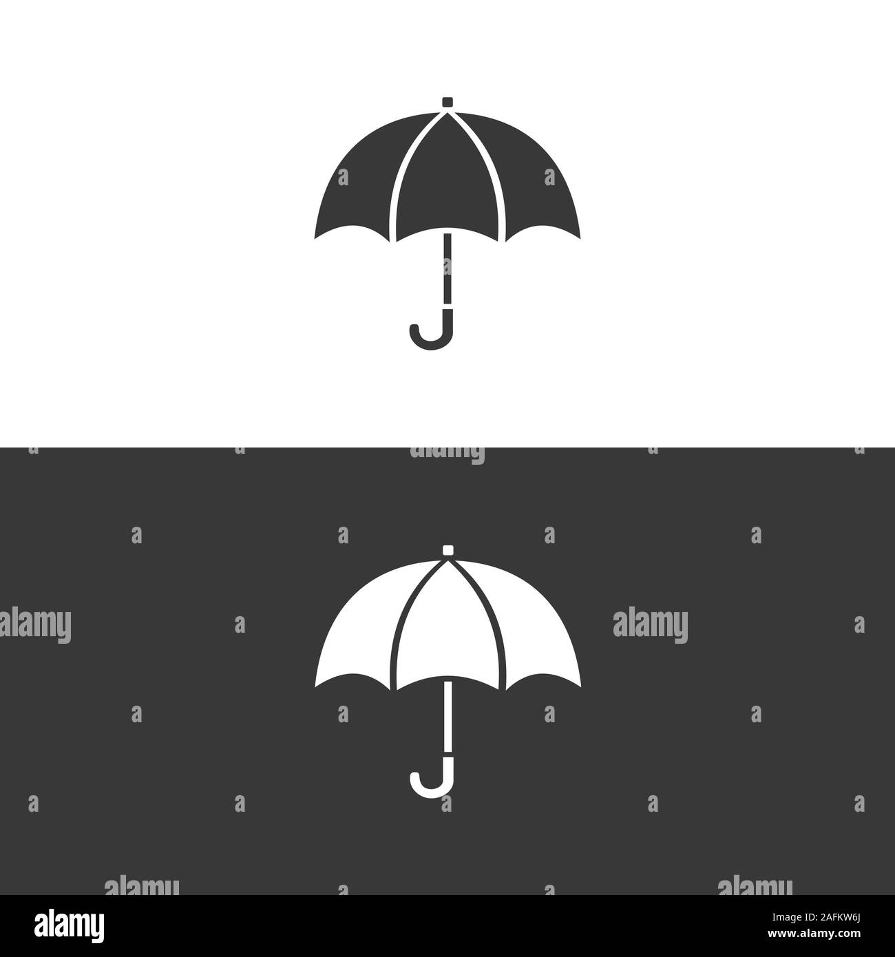 Umbrella. Icon on black and white background. Weather flat vector ...