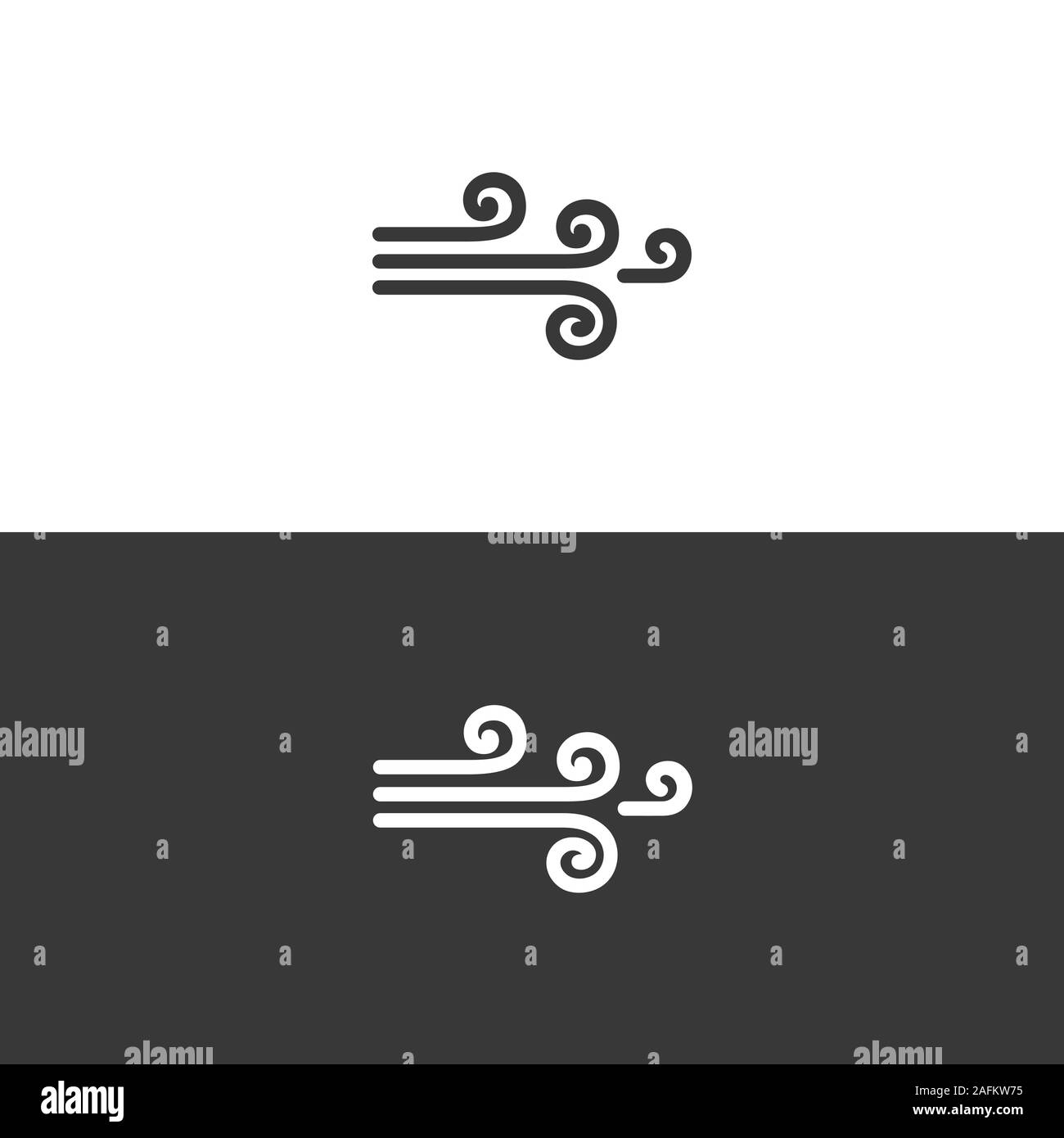 Wind. Icon on black and white background. Weather flat vector ...