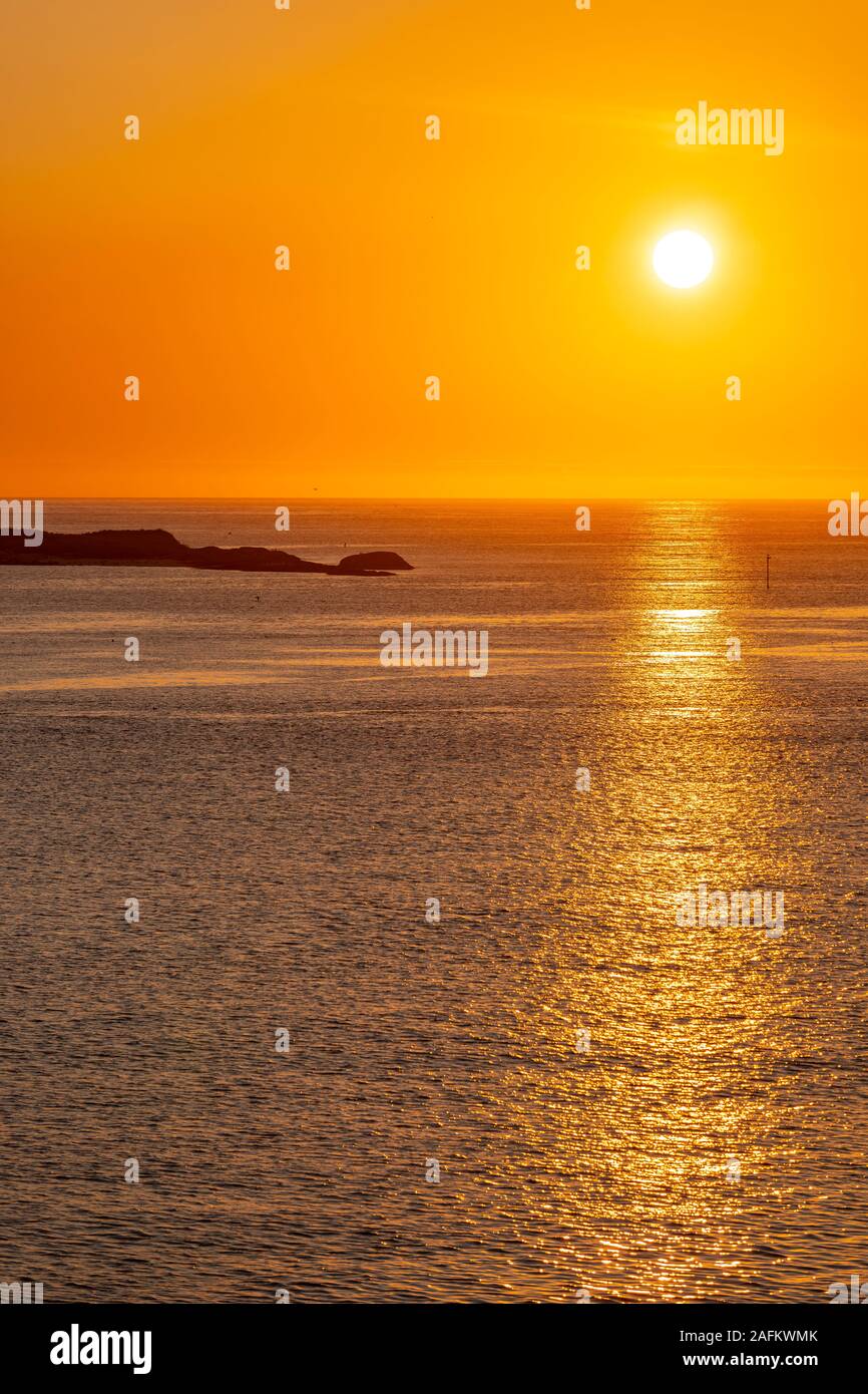 SOMMARØYA, NORWAY - Midnight sun, Troms, northern Norway. Stock Photo
