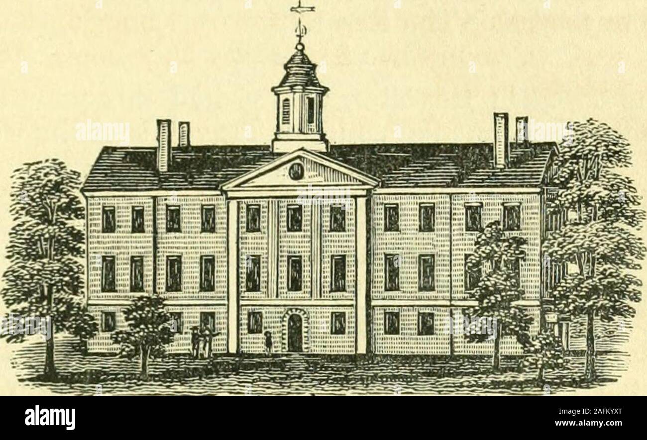 . Historical collections of the state of New Jersey: past and present:. s completedin 1811. It stands on a commanding eminence, on a site presentedto the college by the Hon. James Parker, of Amboy. This institu-tion was chartered by George III., in 1770, and was named QueensCollege, in honor of his consort; but, for want of necessary funds,did not go into operation until 1781. It began and continued un-der the instruction of tutors, and degrees were conferred by theboard of trustees, until 1786, when the Rev. J. R. Hardenberghwas elected the tirst president. Dr. Hardenbergh died in 1790,and in Stock Photo