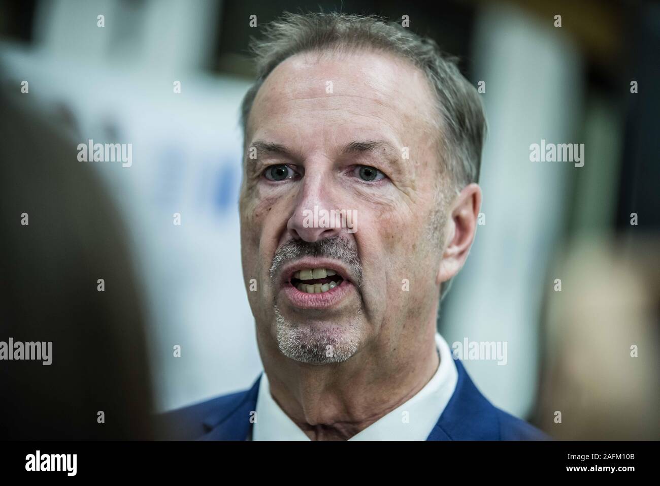 Munich, Bavaria, Germany. 16th Dec, 2019. ROBERT HEIMBERGER, president of the Bayerisches Landeskriminalamt (Bavarian Crime Office). Bavarian Interior Minister Joachim Herrmann, Justice Minister George Eisenreich, Bavarian Landeskriminalamt (Crime Office) preisdent Robert Heimberger, and Bavarian Attorney General Reinhard RÃ¶ttle (Reinhard Roettle) presented the results of the war on organized crime in Bavaria, In 2018 alone, the damages to the state totaled some 169 million Euros, a staggering increase from 2017's figure of 12 million. Processes against organized crime have cost the st Stock Photo