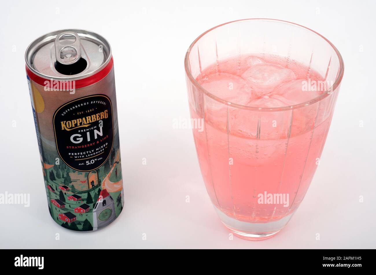 Kopparberg premium gin mixed with strawberry and lime Stock Photo