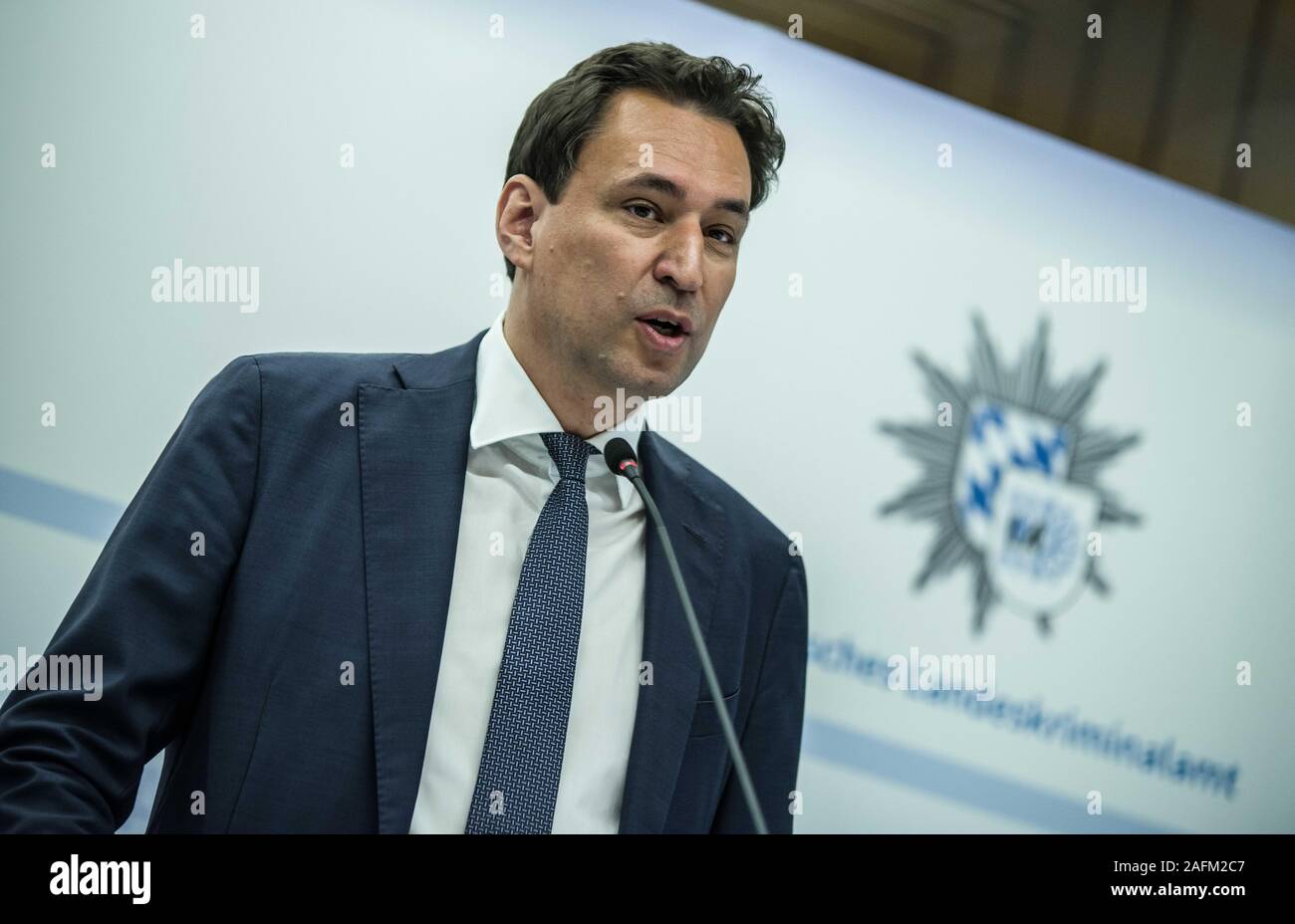 December 16, 2019, Munich, Bavaria, Germany: GEORG EISEINREICH, Justice Minister of Bavaria. Bavarian Interior Minister Joachim Herrmann, Justice Minister George Eisenreich, Bavarian Landeskriminalamt (Crime Office) preisdent Robert Heimberger, and Bavarian Attorney General Reinhard RÃ¶ttle (Reinhard Roettle) presented the results of the war on organized crime in Bavaria,  In 2018 alone, the damages to the state totaled some 169 million Euros, a staggering increase from 2017â€™s figure of 12 million.  Processes against organized crime have cost the state some 76 million Euros.  In addition to Stock Photo