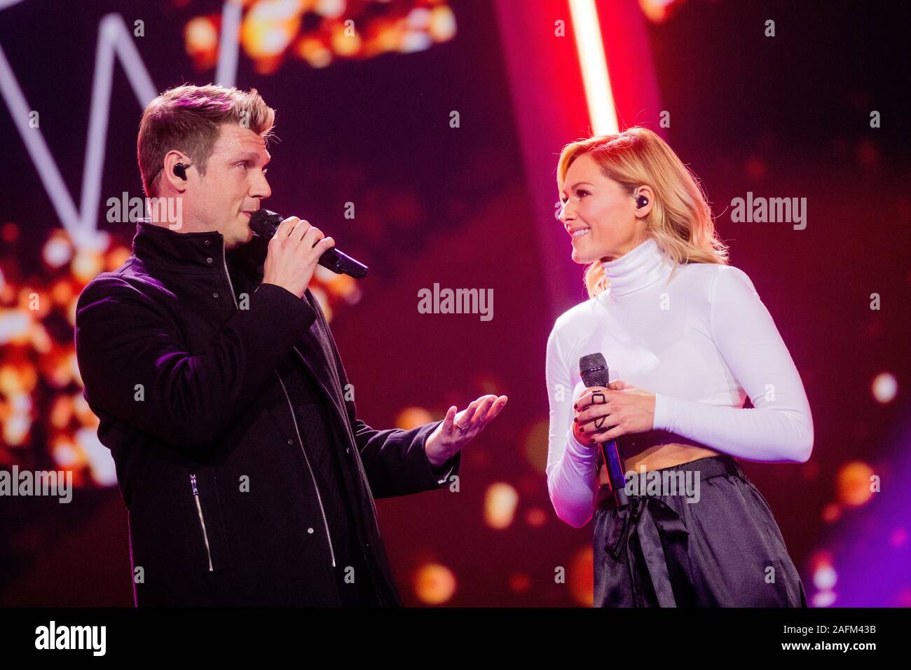 Duesseldorf, Germany. 14th Dec, 2019. Helene Fischer and Nick Carter will  perform during the recording of the Helene Fischer Show in Hall 6. On 25.12. 2019 at 20.15 the Helene Fischer Show will