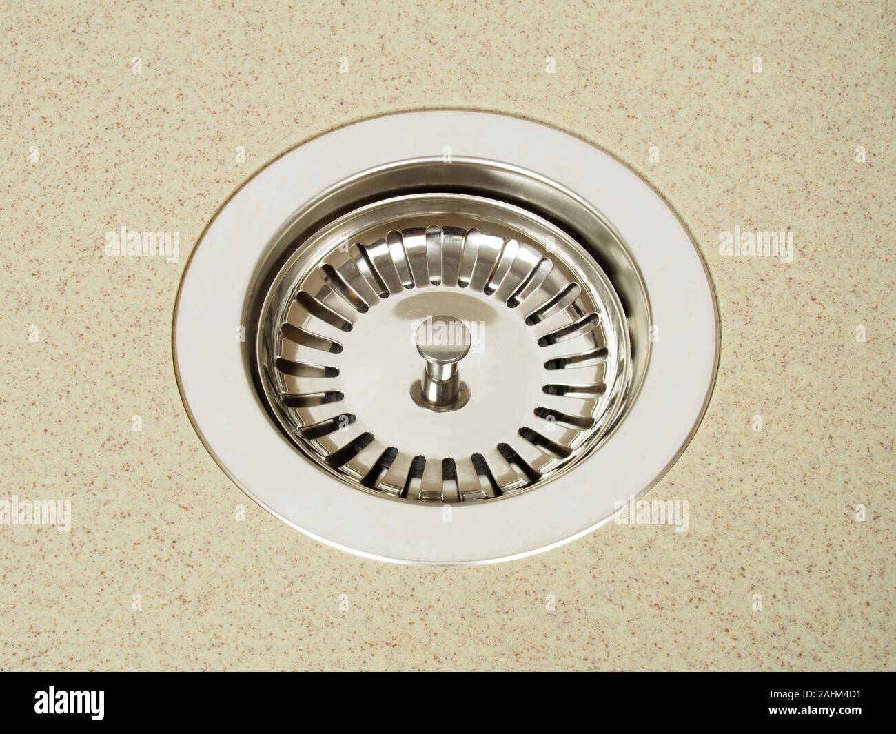 Kitchen sink drain with strainer   isolated on white background Stock Photo