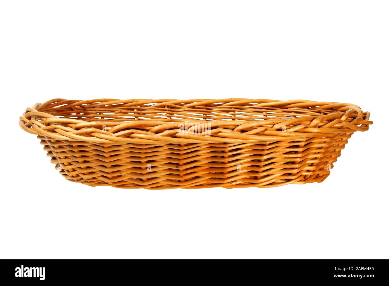 Empty wicker basket on white background Stock Photo - Alamy