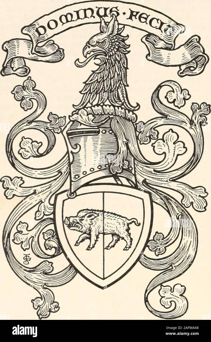 . Armorial families : a directory of gentlemen of coat-armour. aird, Gentleman, b. 1917 ; and Maureen Dorothy. Res.—Palmers Cross, Elgin, Scotland ; Belgaum, India. Club—Naval and Military. BAIRD of Elie, co. F^ife (L.O., 1867). Parted per palegules and or, a boar passant counterchanged. Mantlinggules, doubled argent. Crest—On a wreath of the liveries,a griffins head erased or. Motto— Dominus fecit.Livery—Dark blue. Only son of William Baird, Esq., J. P. and D. L., Lt.-Col. and Hon. Col. Fife Art., b. 1S48 ; d. 1918 ; m.1883, Caroline Muriel, only d. of John Alexander Burn-Callander of Preston Stock Photo