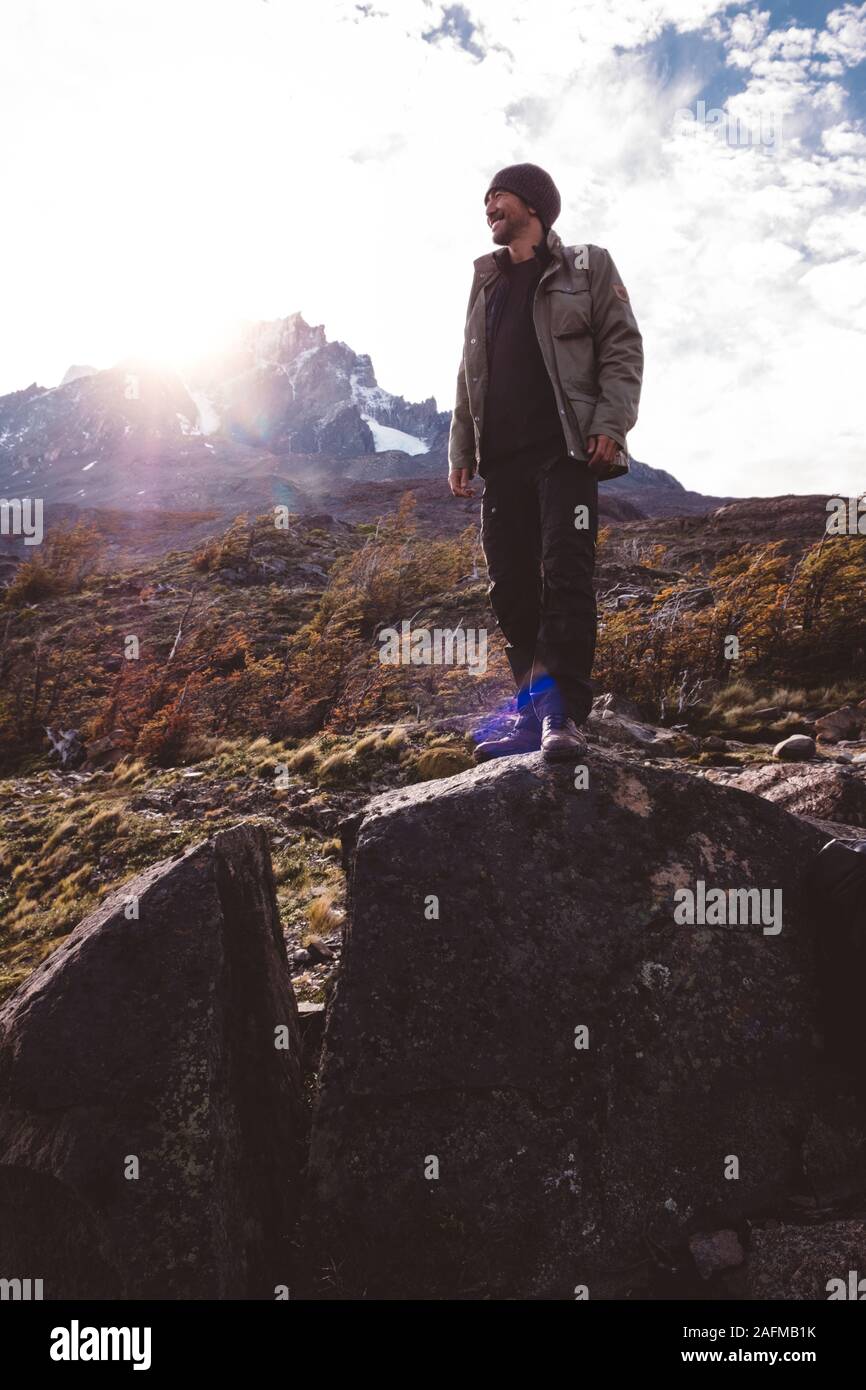 Happy hiker standing on hi-res stock photography and images - Alamy