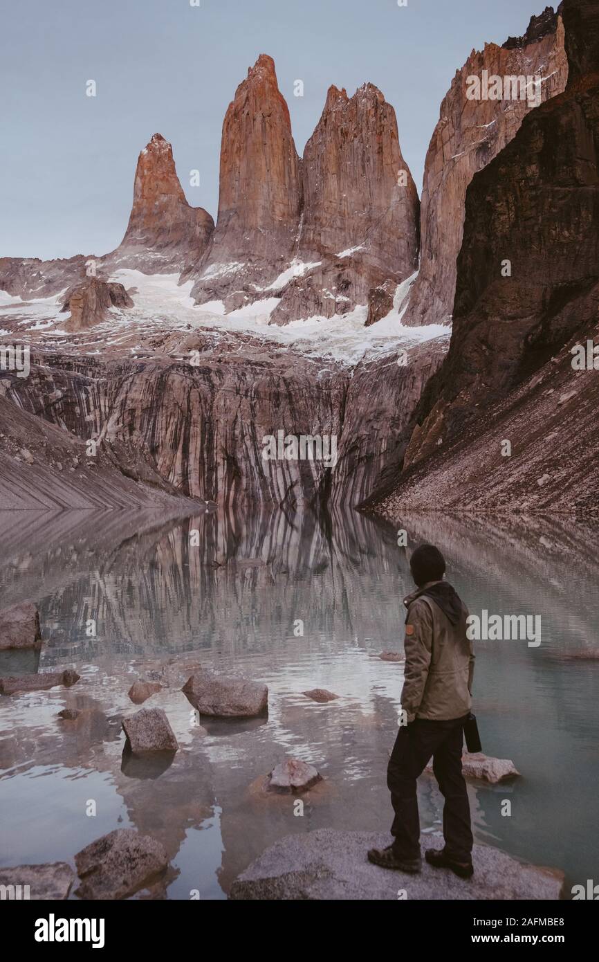 Hiker standing in mountains hi-res stock photography and images - Alamy