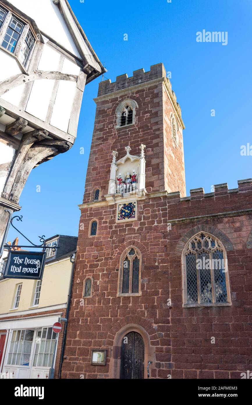 12th century St Mary Steps Church and 'The house that moved', West Street, Exeter, Devon, England, United Kingdom Stock Photo