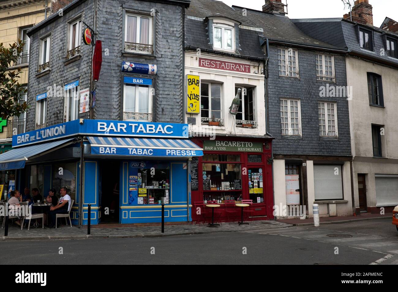 A street scene in Honfleur, Normandy, France Stock Photo