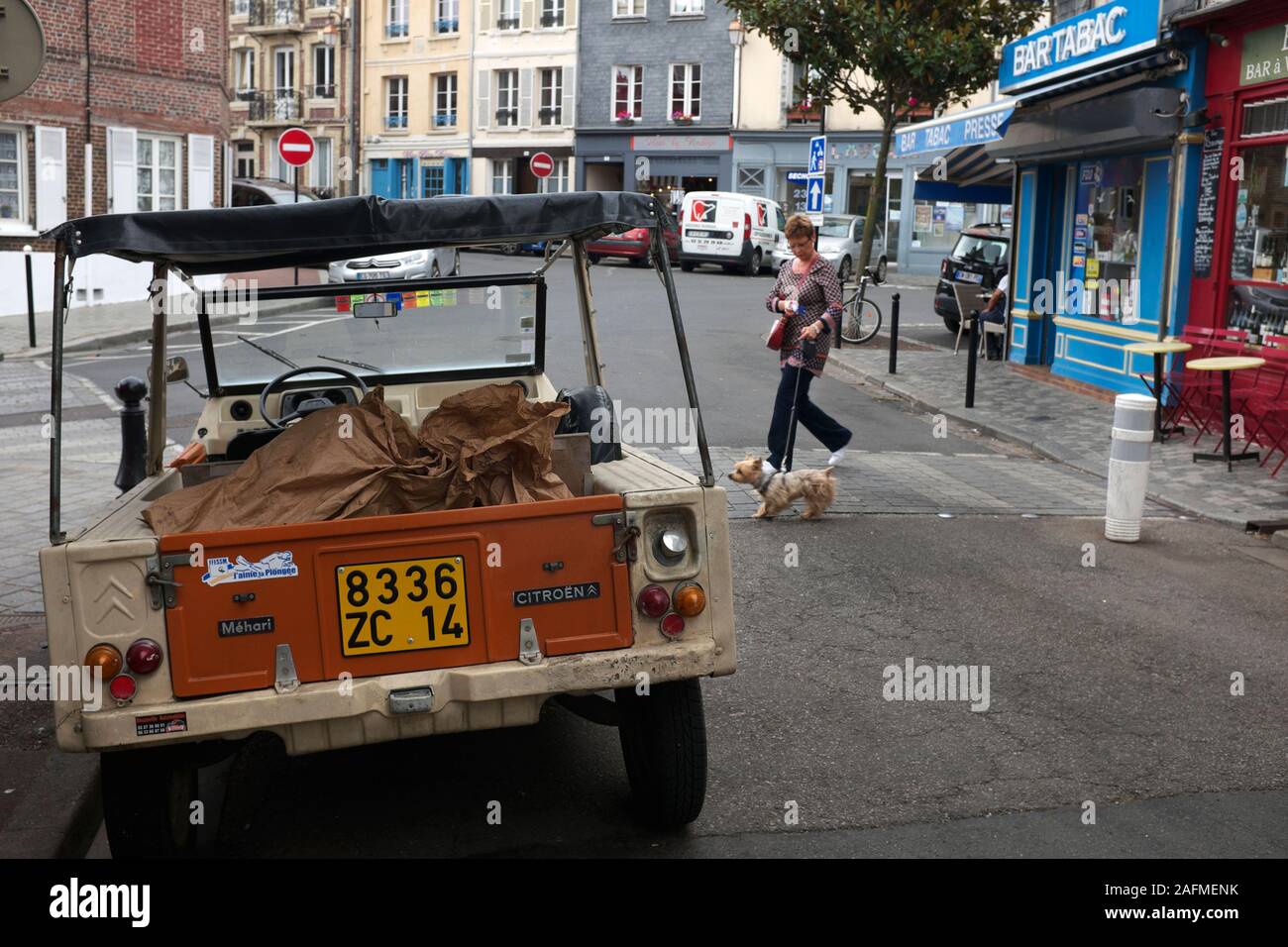 A street scene in Honfleur, Normandy, France Stock Photo