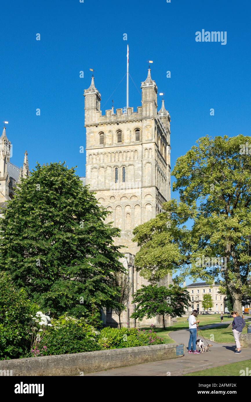 The South Tower, Exeter Cathedral, Cathedral Close, Exeter, Devon, England, United Kingdom Stock Photo