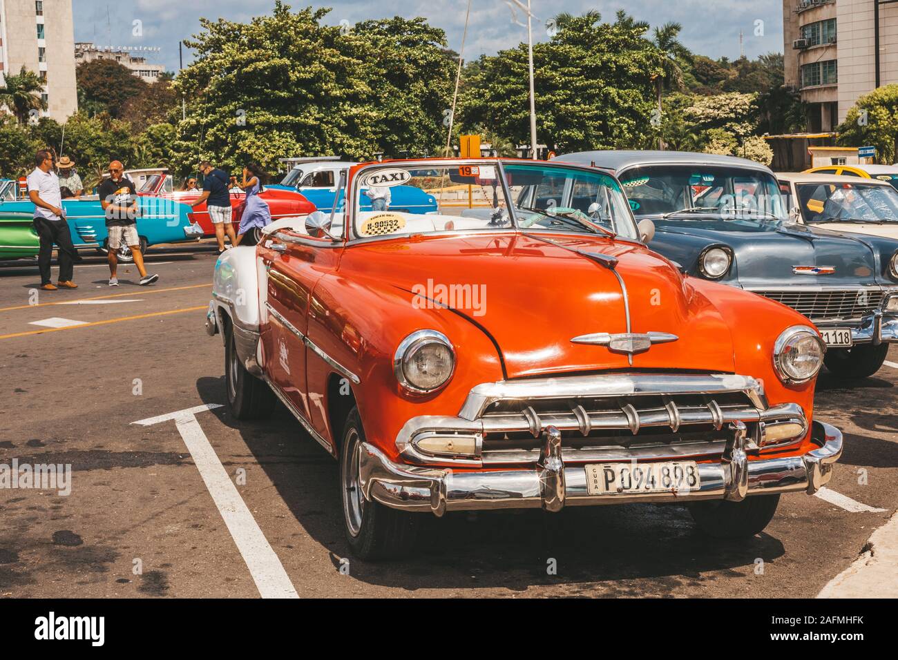 Havana, Cuba - October 18, 2019: Classic Car at the Revolution Plaza in Havana Stock Photo