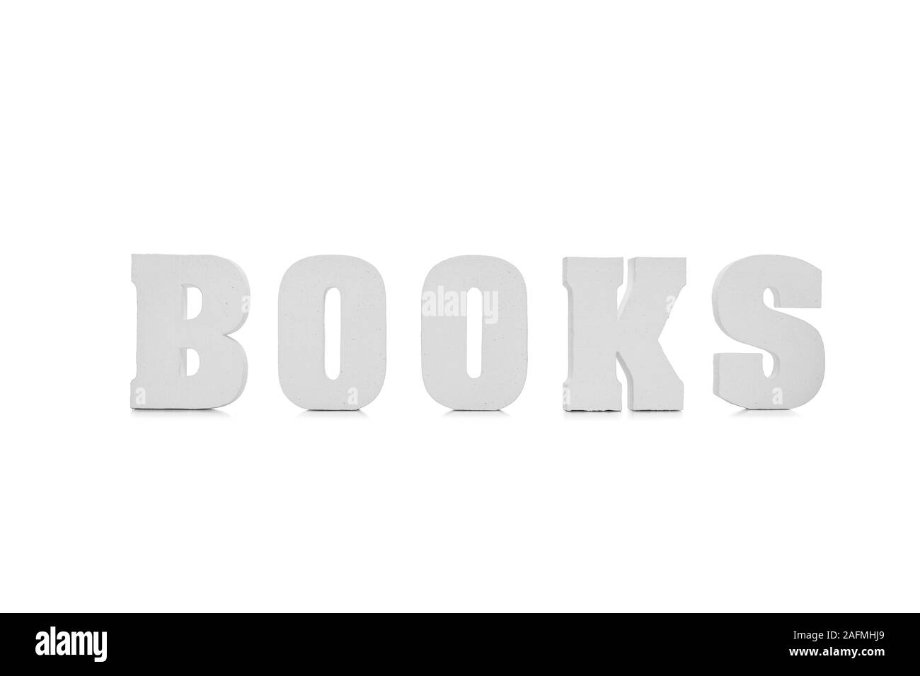 Books written with white 3d letters over white background Stock Photo