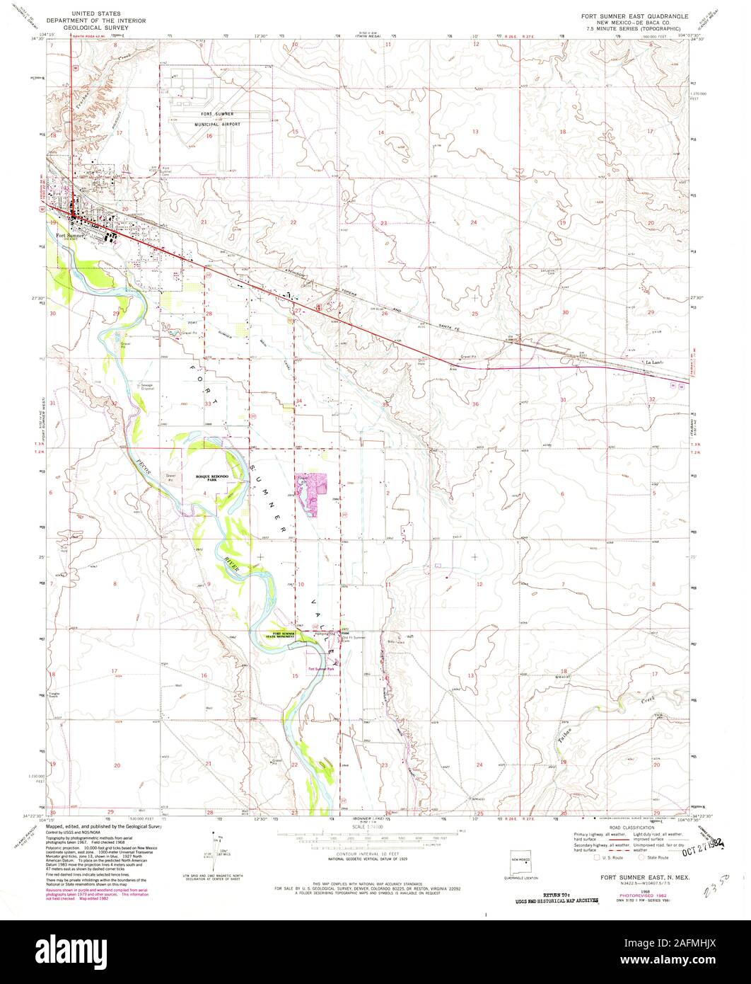 Map Of Fort Sumner New Mexico High Resolution Stock Photography and