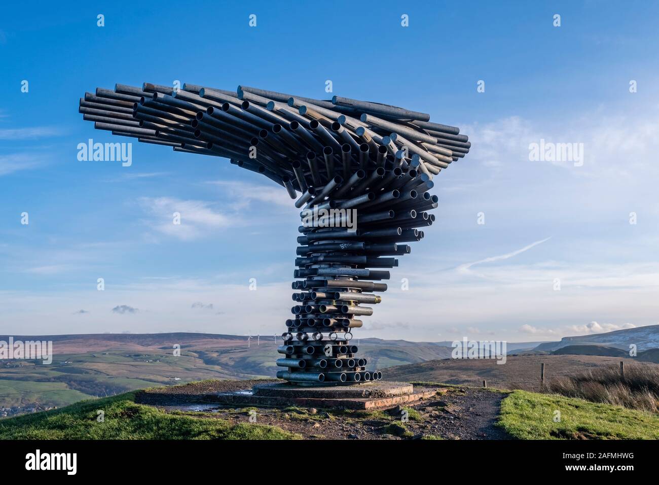 The singing ringing tree is a wind powered sound sculpture hires stock