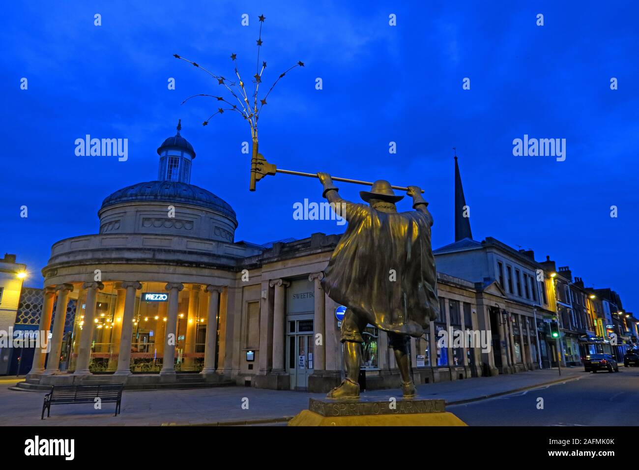 The Spirit of Carnival statue and old marketplace, Bridgwater Town Centre, Sedgemoor District Council, Somerset ,South West England, UK Stock Photo