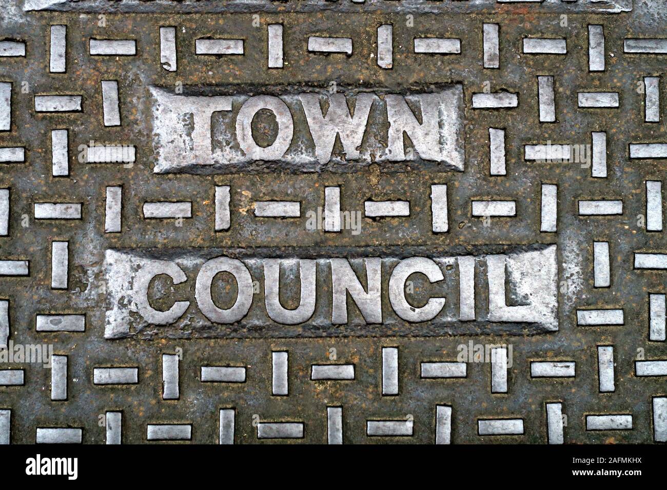 Bridgwater Grid, Bridgwater Town, Somerset, South West of England, England, UK - embossed with Town Council Stock Photo