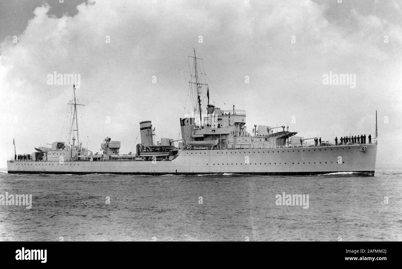 HMS Grenville - British Royal Navy destroyer during WW2 Stock Photo