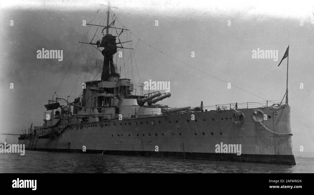HMS Thunderer an Orion Class Dreadnought Battleship 1912 - 1921 Stock Photo