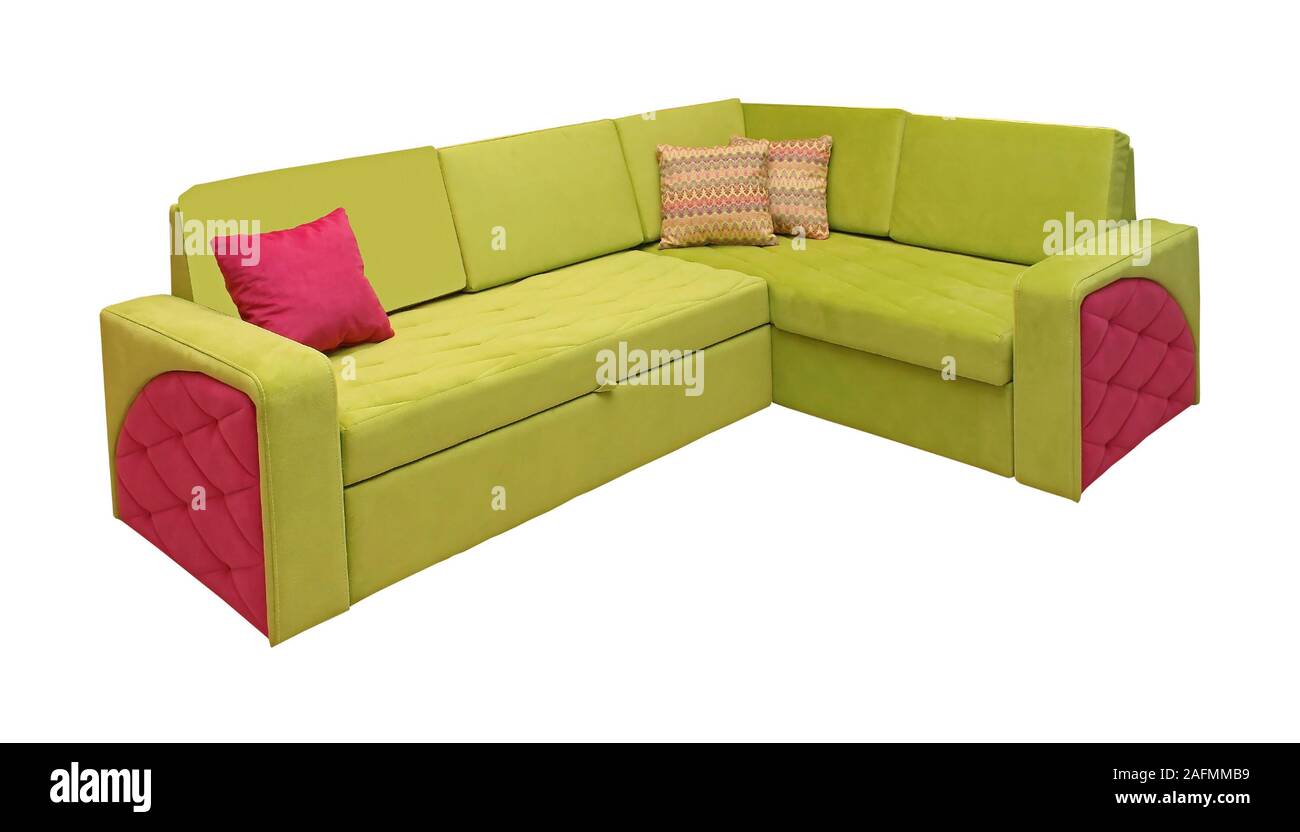 Modern colorful sofa isolated on white background Stock Photo