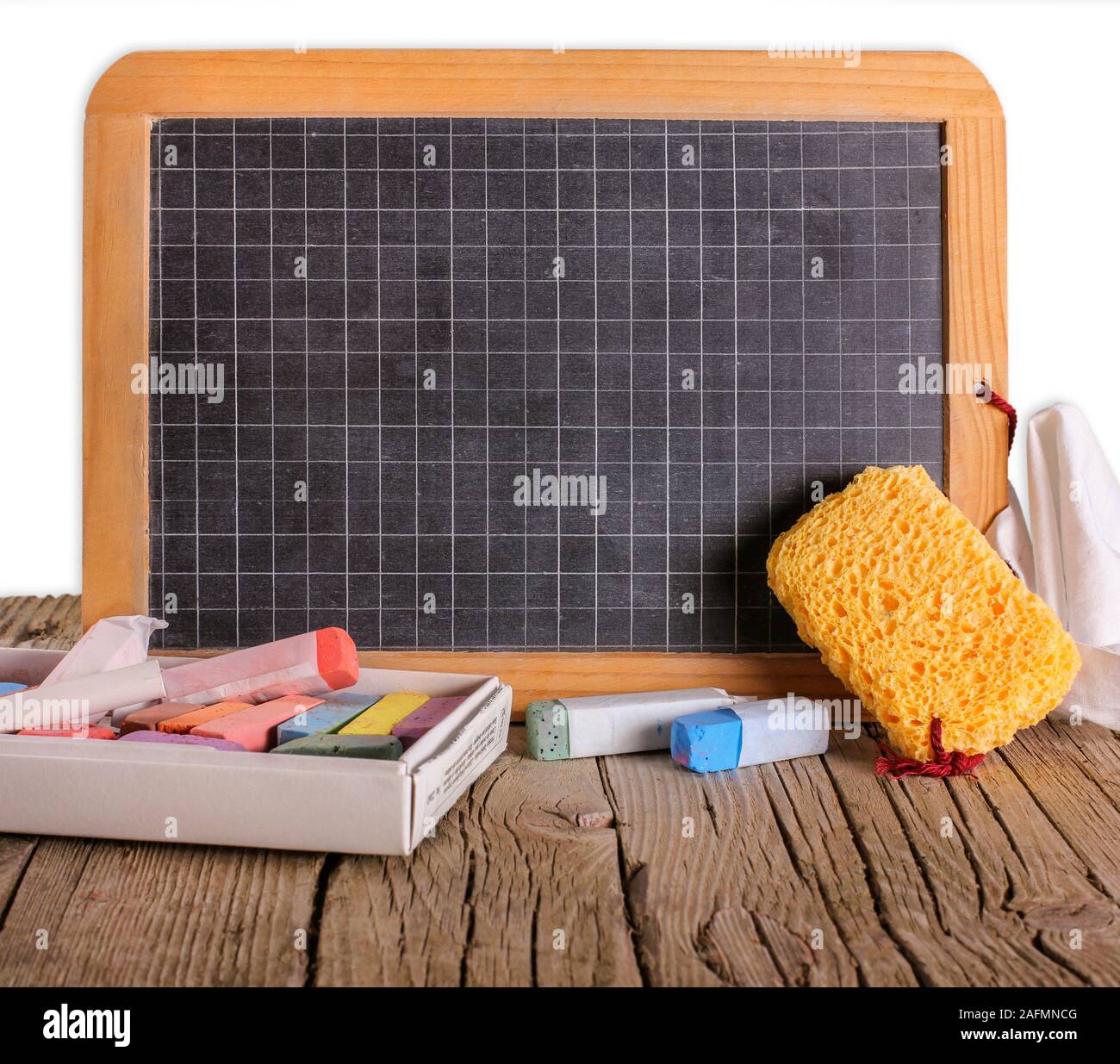 Blackboard on a table with place for text Stock Photo