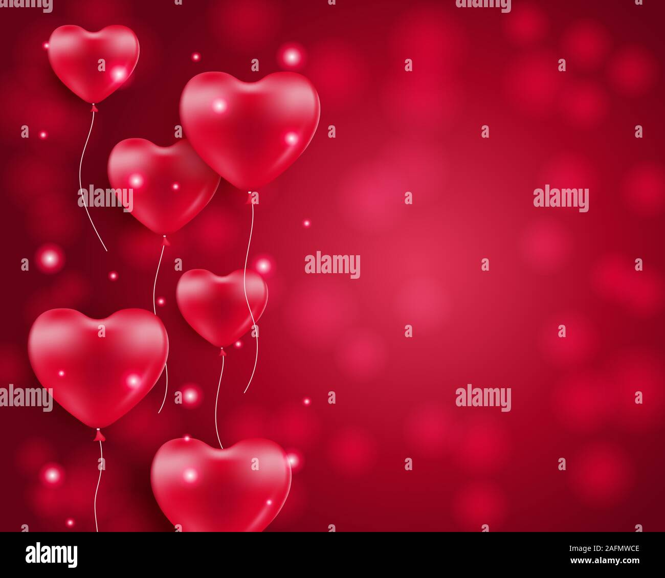 Illustration of love with a heart shape hot air balloon on background ...