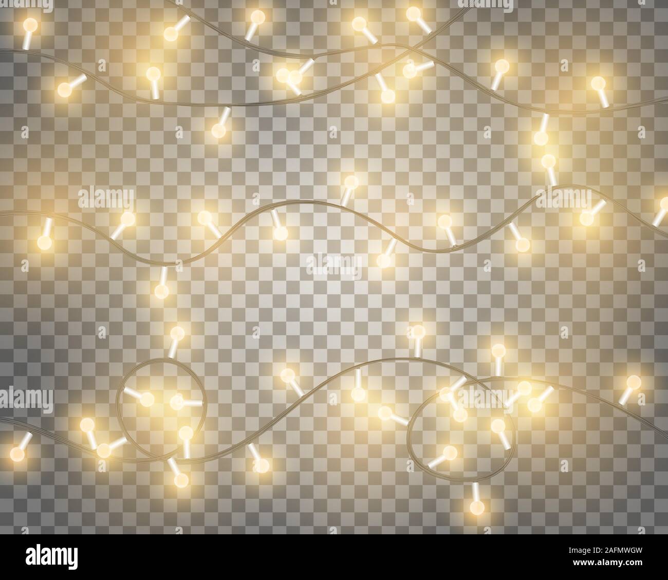 Realistic glowing light bulb decoration on background. Vector illustration. Stock Vector